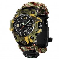 Годинники наручні 1155BCMGN SKMEI PARACORD, GREEN CAMO, Compass, термометр, свисток, кресало