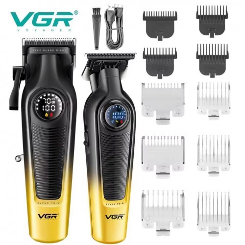 Комплект VGR 2 в 1 V-196&996 GOLD, акумуляторна машинка для стрижки (clipper) та триммер