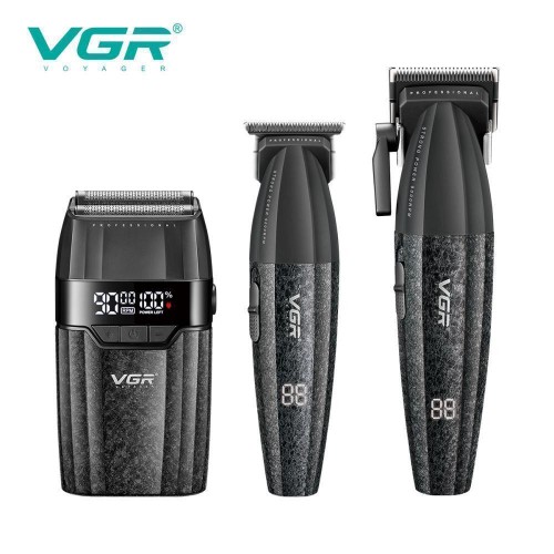 Комплект VGR 3 в 1 V-640 S3 BLACK, машинка для стрижки (clipper), триммер та електробритва (шейвер)