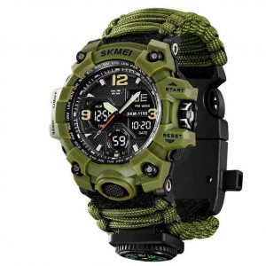 Годинники наручні 1155BAG SKMEI PARACORD, ARMY GREEN, Compass, термометр, свисток, кресало Годинники наручні 1155BAG SKMEI PARACORD, ARMY GREEN, Compass, термометр, свисток, кресало