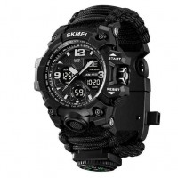 Годинники наручні 1155BKBK SKMEI PARACORD, BLACK, Compass, термометр, свисток, кресало