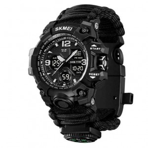 Годинники наручні 1155BKBK SKMEI PARACORD, BLACK, Compass, термометр, свисток, кресало Годинники наручні 1155BKBK SKMEI PARACORD, BLACK, Compass, термометр, свисток, кресало