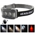 Ліхтар налобний WH-0218-XPG(White+Yellow)+SMD(Red), Motion Sensor, Li-Ion акумулятор, ЗП Type-C