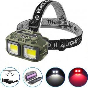 Ліхтар налобний HX-M816S-2COB(White+Red) camouflage, Motion Sensor, Waterproof, 1x18650, ЗП Type-C, Box Ліхтар налобний HX-M816S-2COB(White+Red) camouflage, Motion Sensor, Waterproof, 1x18650, ЗП Type-C, Box