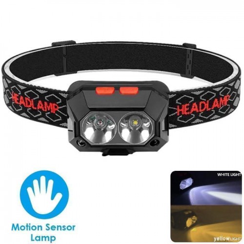 Ліхтар налобний PLD-SL02/CY-2023-XPG(White+Yellow), Motion Sensor, Li-Ion акумулятор, ЗП Type-C, Box