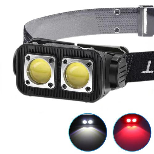 Ліхтар налобний K372/L-31-2COB(White+Red), Motion Sensor, Li-Ion акумулятор, індикація заряду, ЗП Type-C, Box