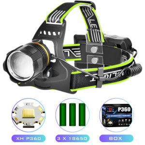 Ліхтар налобний BL-A13-3-P360, 3x18650, zoom, ЗП Type-C, Box