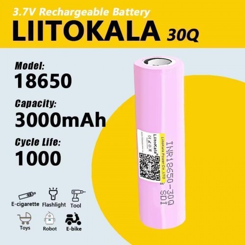 Акумулятор високострумовий 18650, LiitoKala 30Q, 3000mah, ОРИГІНАЛ