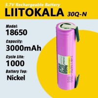Акумулятор 18650, LiitoKala 30Q-N, 3000mAh, з контактами під паяння, ОРИГІНАЛ