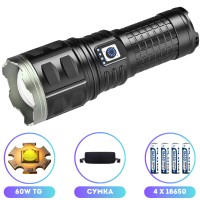 Ліхтар AK138 WHITE LASER LED PM60-TG, 4х18650, power bank, індикація заряду, ЗП Type-C, zoom, Box Ліхтар AK138 WHITE LASER LED PM60-TG, 4х18650, power bank, індикація заряду, ЗП Type-C, zoom, Box