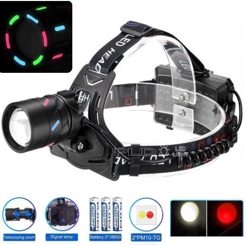 Ліхтар налобний NIGHT VISION FLUORESCENCE CT012-3L-2TG(white+red), 3x18650, Type-C, zoom, Box