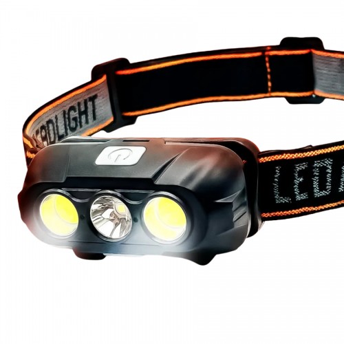 Ліхтар налобний KX-215-LED+2COB, 1x18650, ЗП Type-C, Box