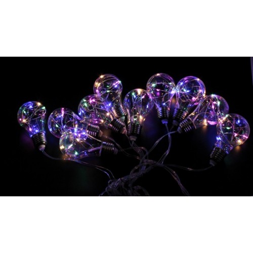 Гирлянда Эдисона (гирлянда из лампочек) RGB, 10 LED, 2 м, с разъемом