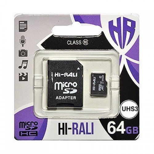 micro SDHC (UHS-1) карта памяти HI-RALI  64GB class 10 (с адаптером)