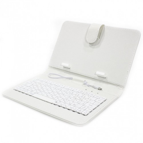 Обложка-чехол Lesko для планшета 7" с клавиатурой micro USB White