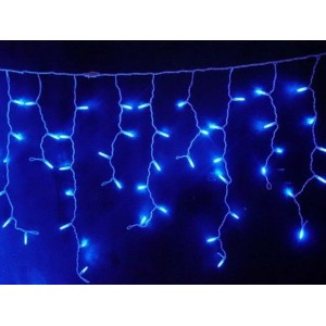 Гирлянда бахрома LED 120, синий, белый провод CRT-002B