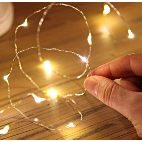 Гирлянда на медной проволоке "Капля росы" LED 100, теплый белый, 10 м, на батарейках