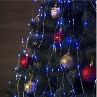 Гирлянда Нить Роса/Конский хвост 8 Led 600, синий, 2.3 м, 25 нитей