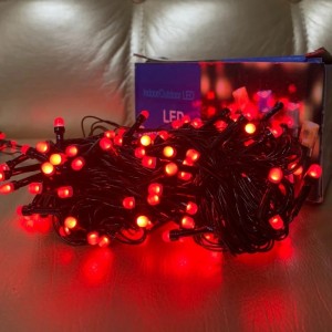 Гирлянда R-1200 LED 400, красный, черный провод, 20 м, 8 режимов свечения 