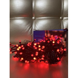 Гирлянда R-0912 LED 200, красный, черный провод, 12 м, 8 режимов свечения 