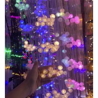 Гирлянда Штора "Роса с капельками" Белая, 3*3 (snow globe mixed)