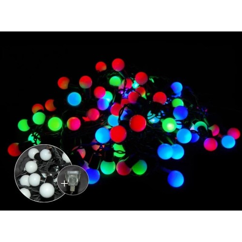 Гирлянда штора бахрома Шарики LED 120, RGB, черный провод, 3×0.7 метра