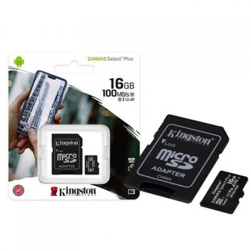 microSDHC (UHS-1) Kingston Canvas Select Plus 16Gb class 10 А1 (R-100MB/s) + SD-адаптер