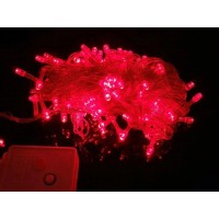 Гирлянда LED 200 красная, прозрачный провод