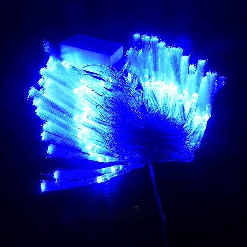 Гирлянда светодиодная LED 100 1-145 синяя, прозрачный провод кисточка
