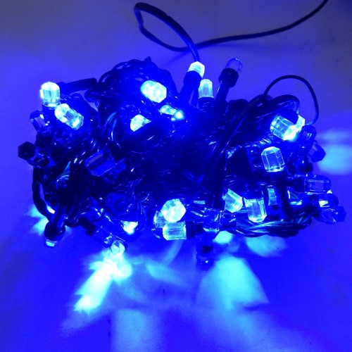 Гирлянда светодиодная LED 100 1-33 синяя, черный провод кристалл