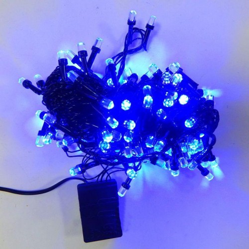 Гирлянда светодиодная LED 200 1-36 синяя, черный провод кристалл