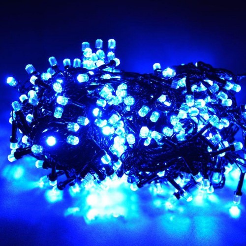 Гирлянда светодиодная LED 500 1-40 синяя, черный провод кристалл