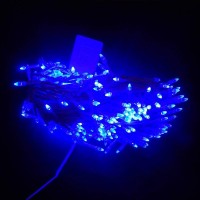 Гирлянда LED 500 синяя, белый провод, конус-рис