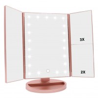 Тройное зеркало РОЗОВОЕ со станями Led miror (24)