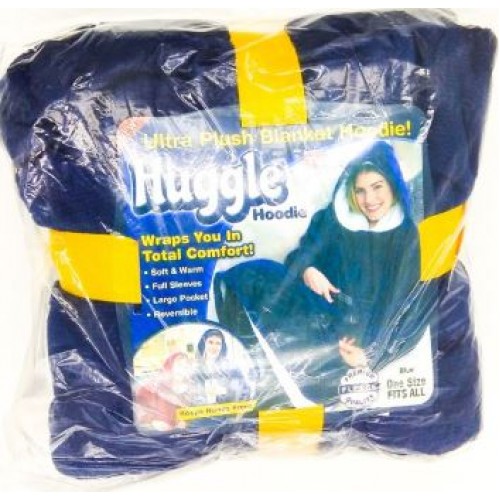 Плед Huggle СИНИЙ Ultra Plush Blanket Hoodie № G09-45 (20шт/ящ)