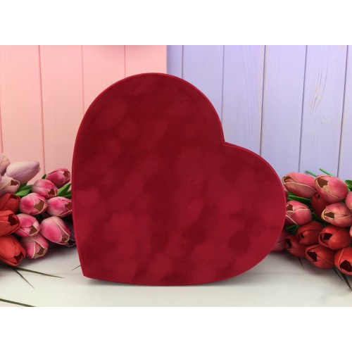 Бархатная коробка в форме сердца "Velvet" красная 3 шт.