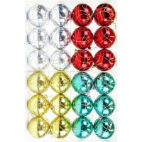 Елочные шары 6 шт в колбе "Ромбики", микс, 80 мм