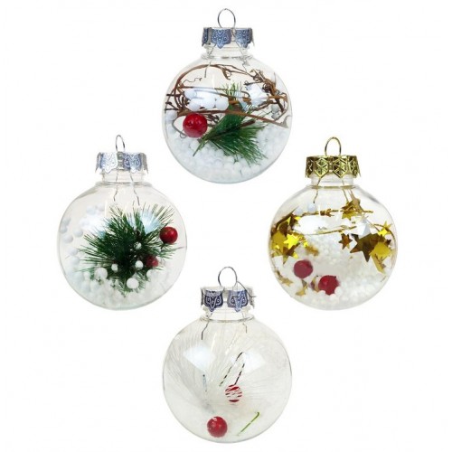 Елочный шар пластиковый прозрачный "Зимняя ягода", 60 мм