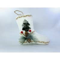 Игрушка "Валенок с зеленой елкой"