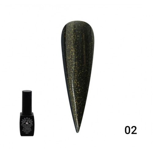 Каучуковая база для гель лака френч чёрная с шиммером 8 мл 002