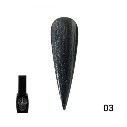 Каучуковая база для гель лака френч чёрная с шиммером 8 мл 003