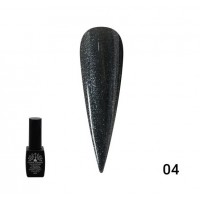 Каучуковая база для гель лака френч чёрная с шиммером 8 мл 004