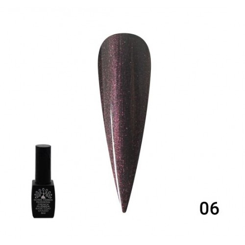 Каучуковая база для гель лака френч чёрная с шиммером 8 мл 006