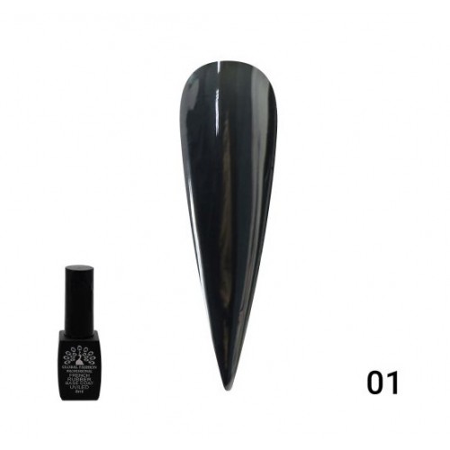 Каучуковая база для гель лака френч чёрная с шиммером 8 мл 001