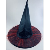 Колпак ведьмы с красным волнистым гипюром