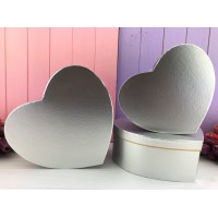 Коробка в форме сердца "Металлик" серебро 3 шт.