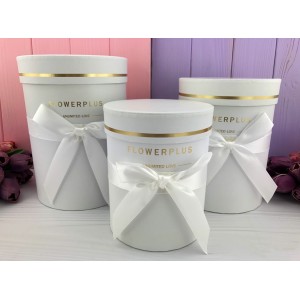 Круглая коробка "FlowerPlus" белая 3 шт. Круглая коробка "FlowerPlus" белая 3 шт.