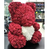 Ведмедик із троянд бордовий 40 см