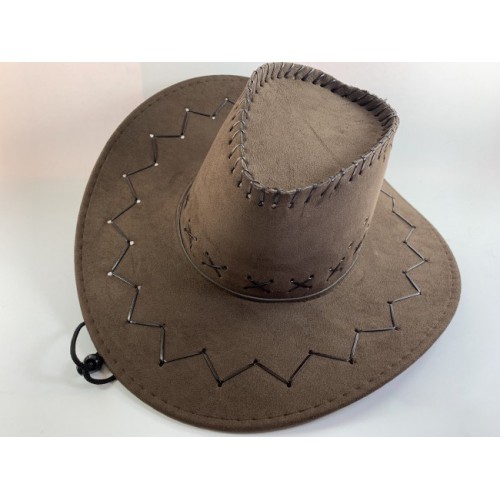 Шляпа ковбой замшевая темно-коричневая большая