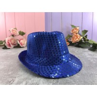Шляпа пайетка голубая